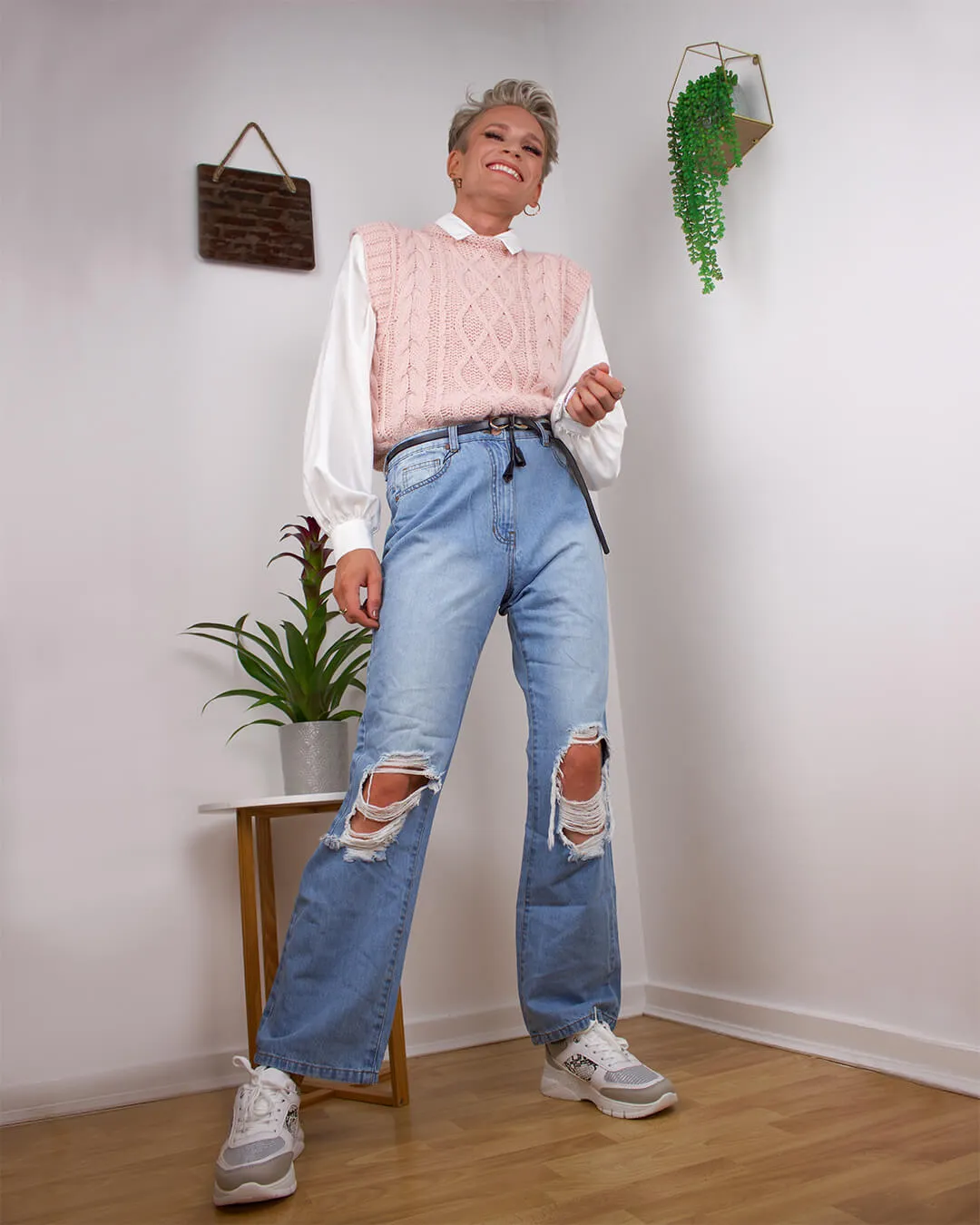 Aspen Knitted Sweater Vest in Pink sold by Fearless product image thumbnail 2