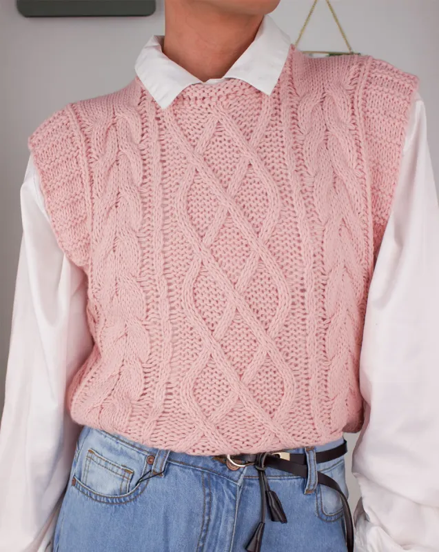 Aspen Knitted Sweater Vest in Pink sold by Fearless