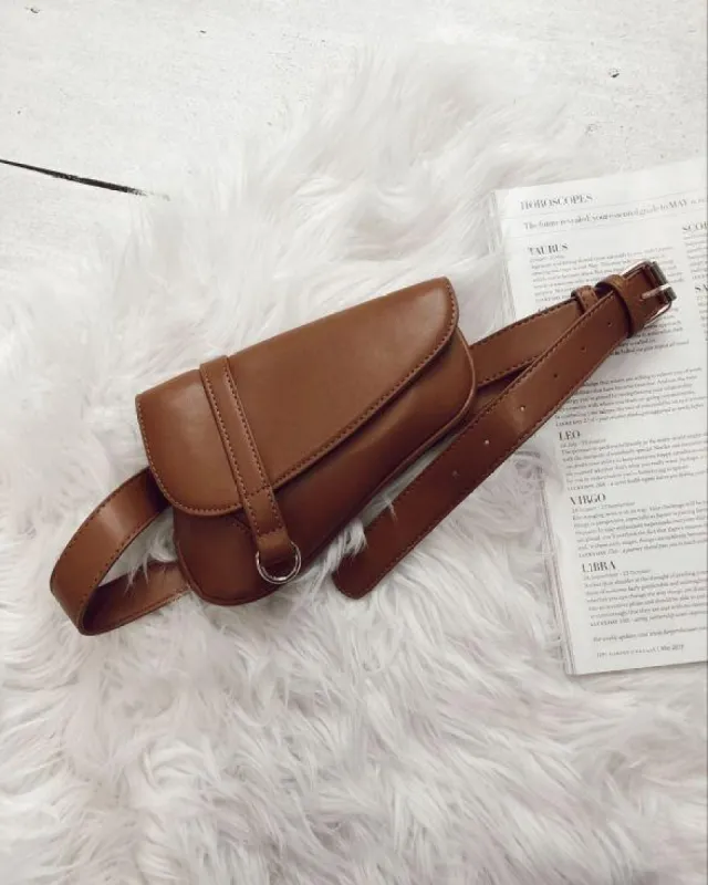 Glance Saddle Bum Bag In Brown sold by Fearless