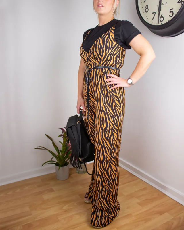 New Memories Jumpsuit in Tiger Print sold by Fearless