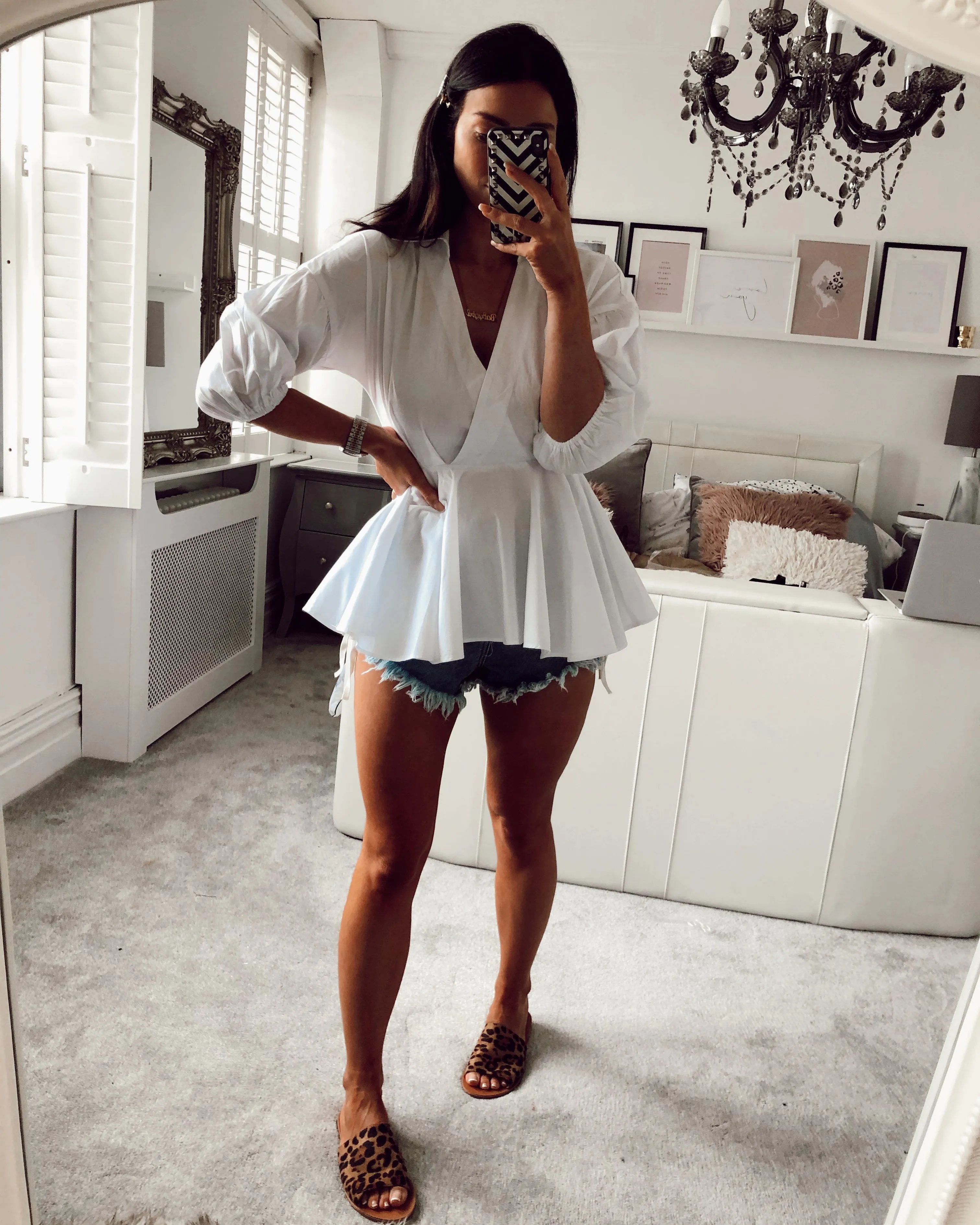 White Peplum Shirt sold by Fearless product image thumbnail 5