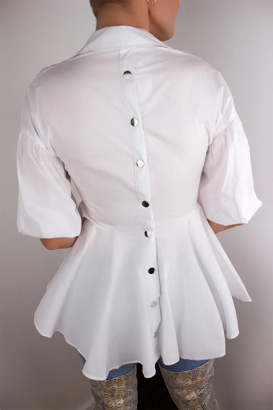 White Peplum Shirt sold by Fearless product image thumbnail 2