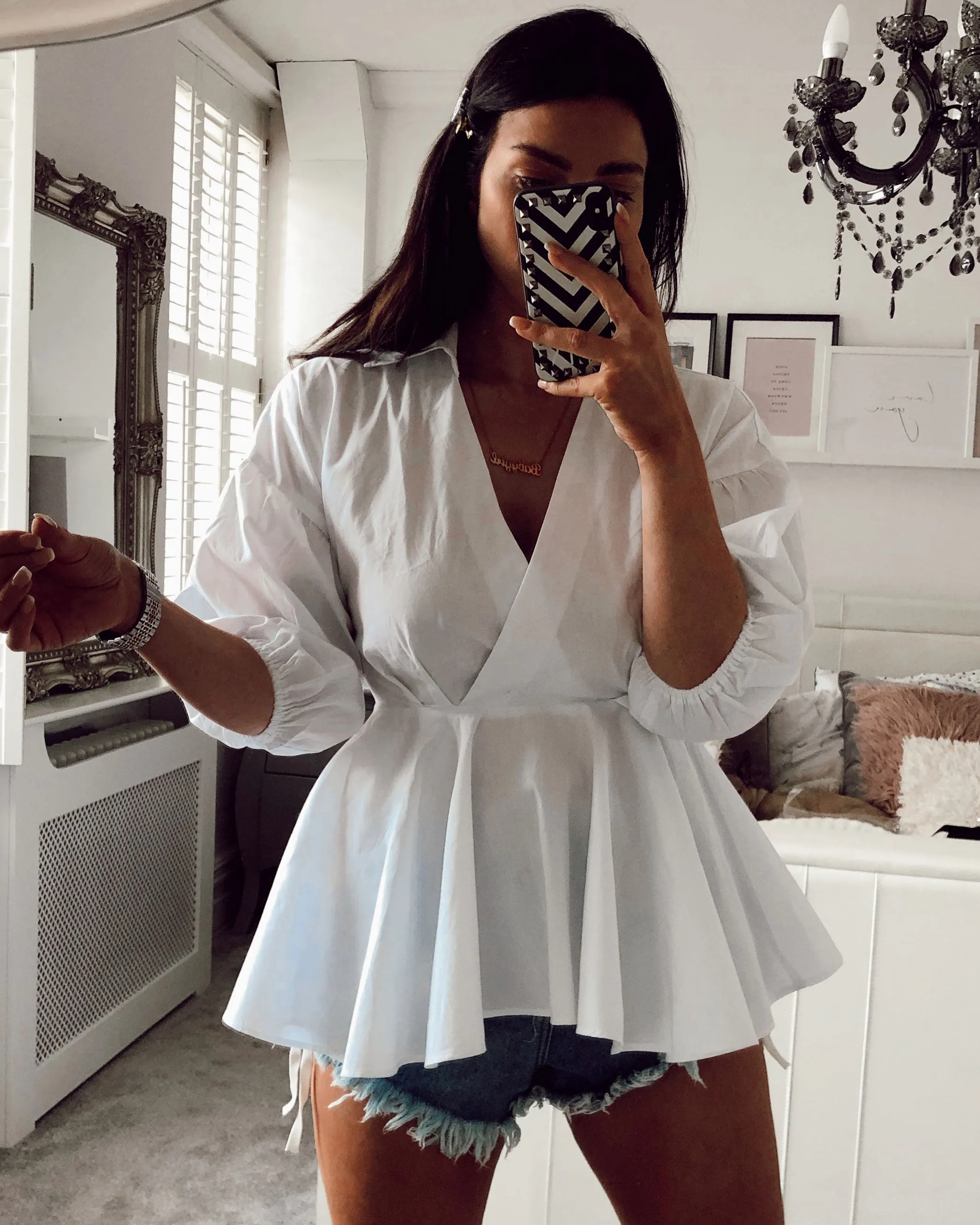 White Peplum Shirt sold by Fearless product image thumbnail 4