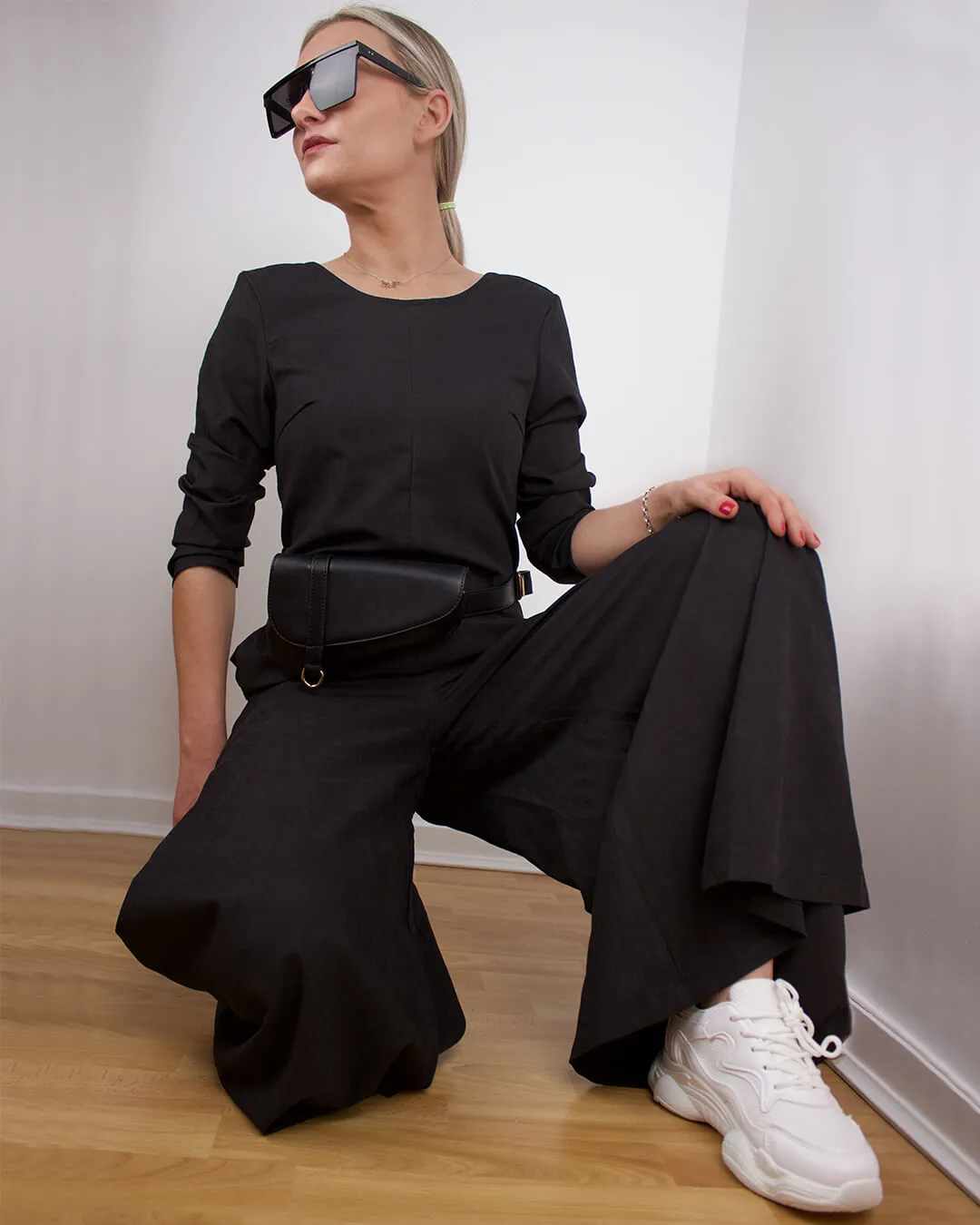 Class Act Wide Leg Jumpsuit in Black sold by Fearless