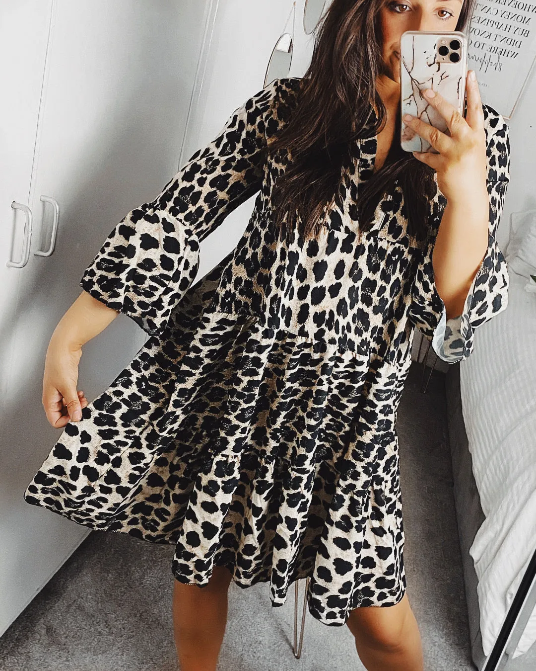 Sabor Leopard Print Smock Dress sold by Fearless