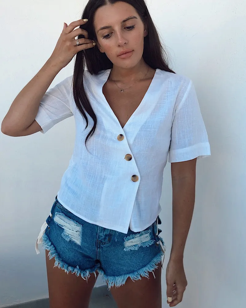 White Linen Look Shirt sold by Fearless product image thumbnail 3