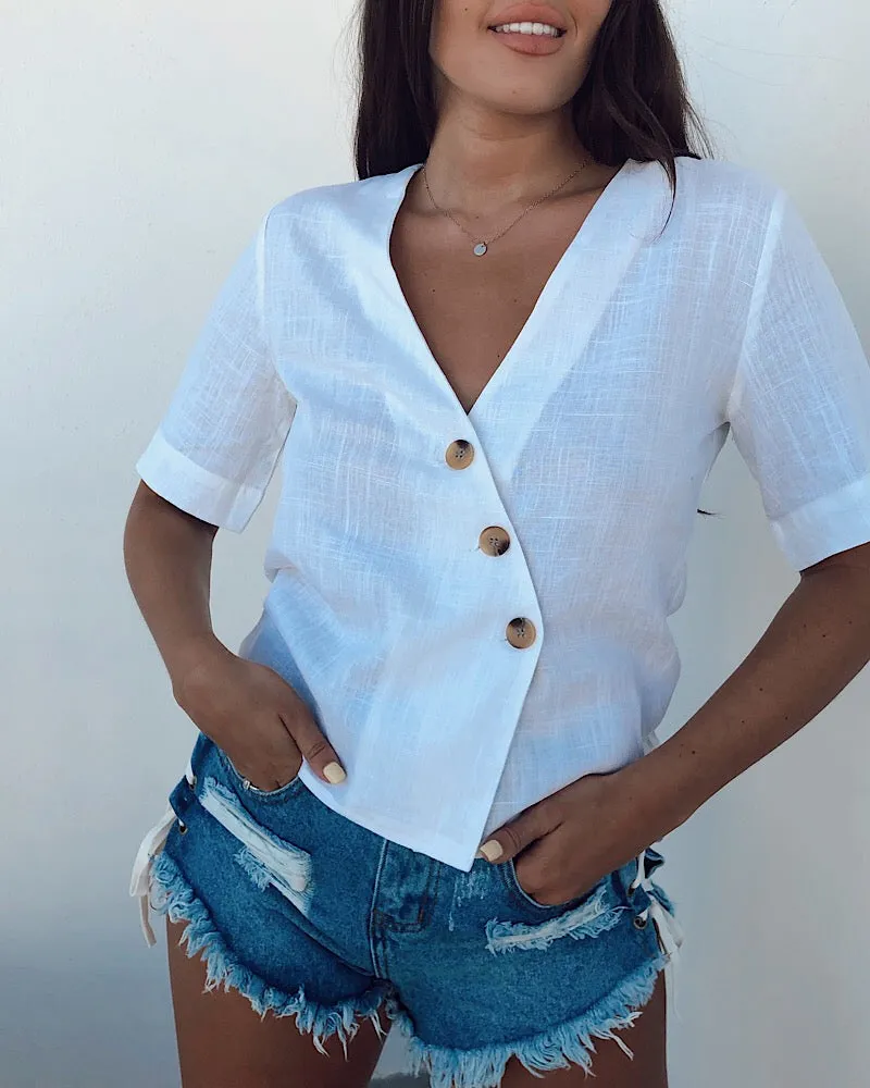 White Linen Look Shirt sold by Fearless