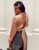 Nude Satin Tie Back Top sold by Fearless