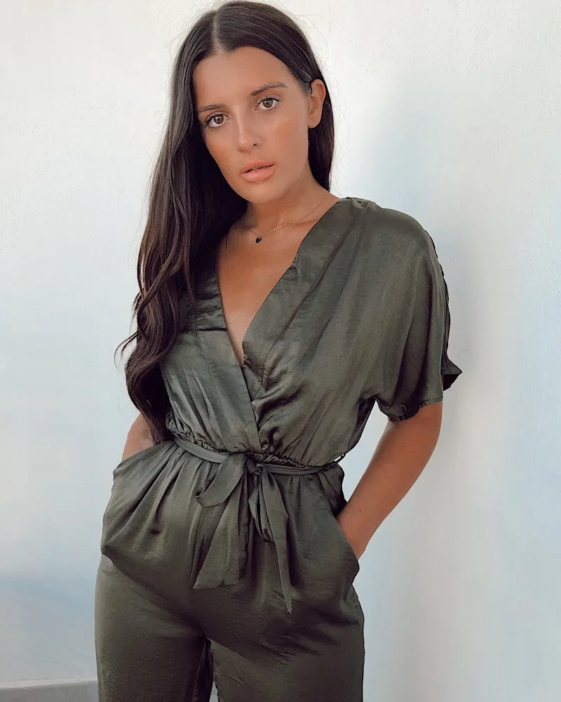 Khaki Wide Leg Jumpsuit sold by Fearless product image thumbnail 3