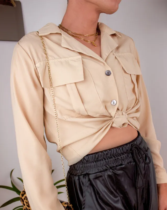 Harper Boxy Shirt in Nude sold by Fearless