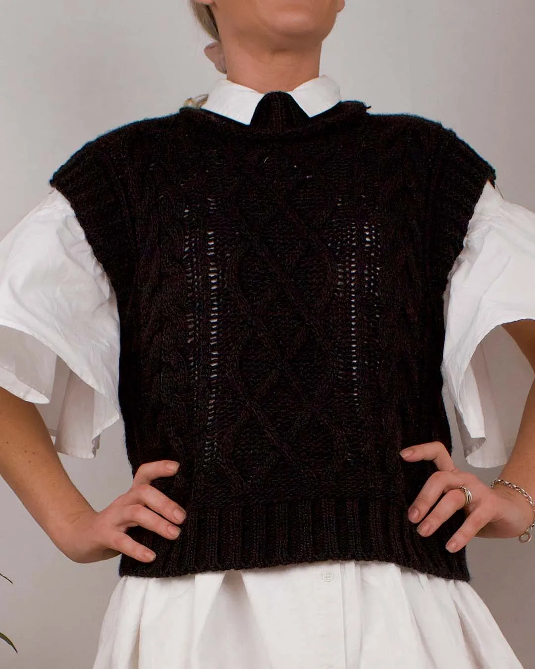 Aspen Knitted Sweater Vest in Black sold by Fearless