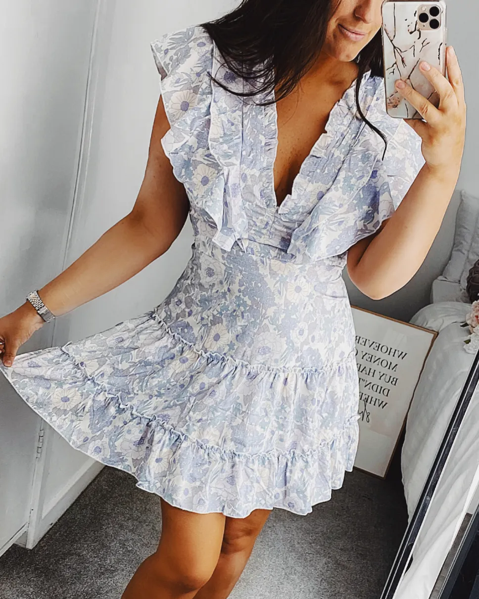 Athena Frill Dress Floral sold by Fearless