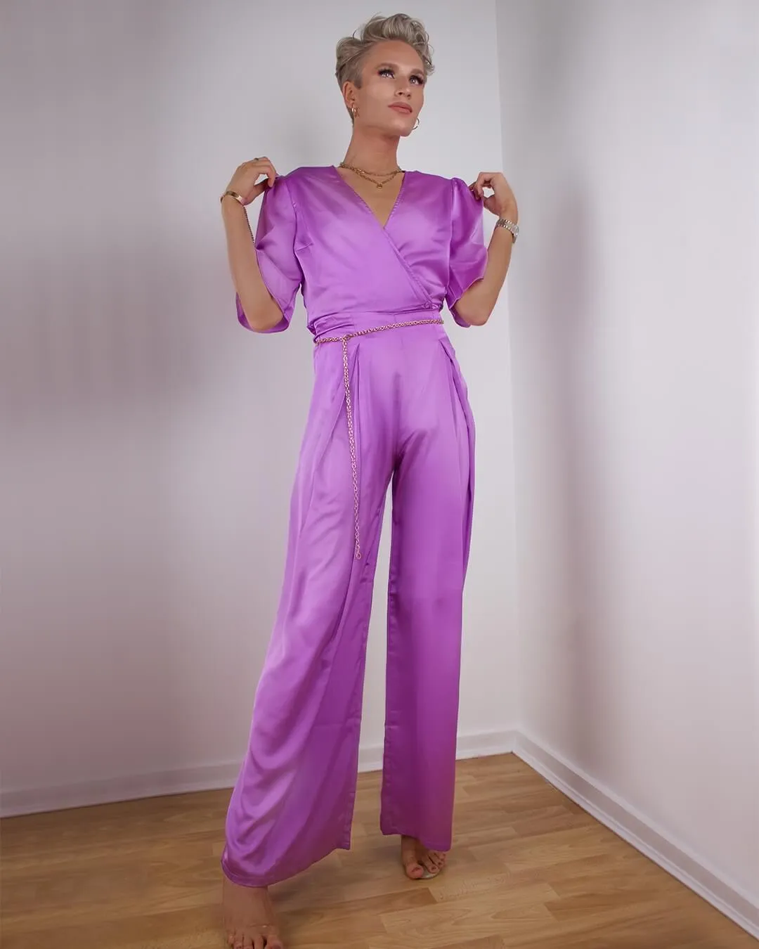 Purple Satin Co-Ord Top sold by Fearless product image thumbnail 2
