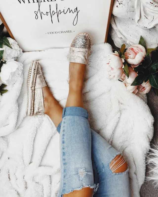 Sweet Life Espadrilles in Gold sold by Fearless