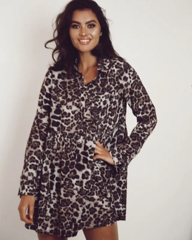 Rhian Leopard Print Dress sold by Fearless