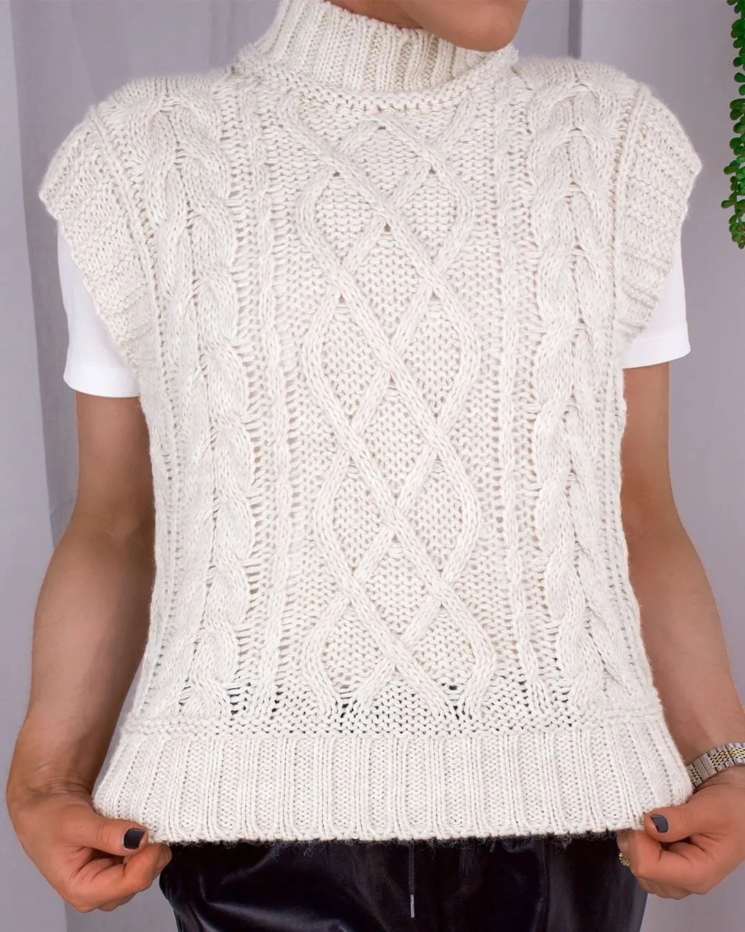 Aspen Knitted Sweater Vest in Cream sold by Fearless
