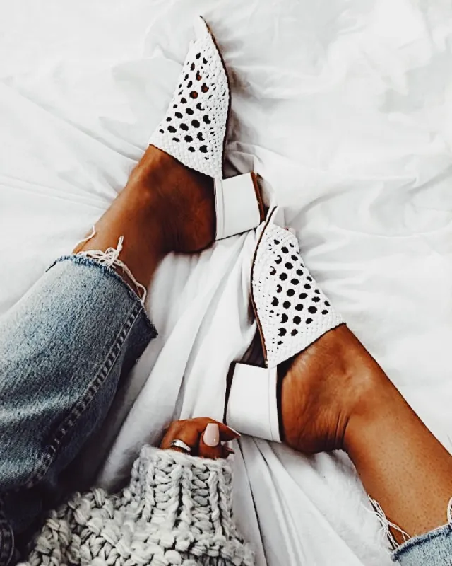 Low Key Mules in White sold by Fearless