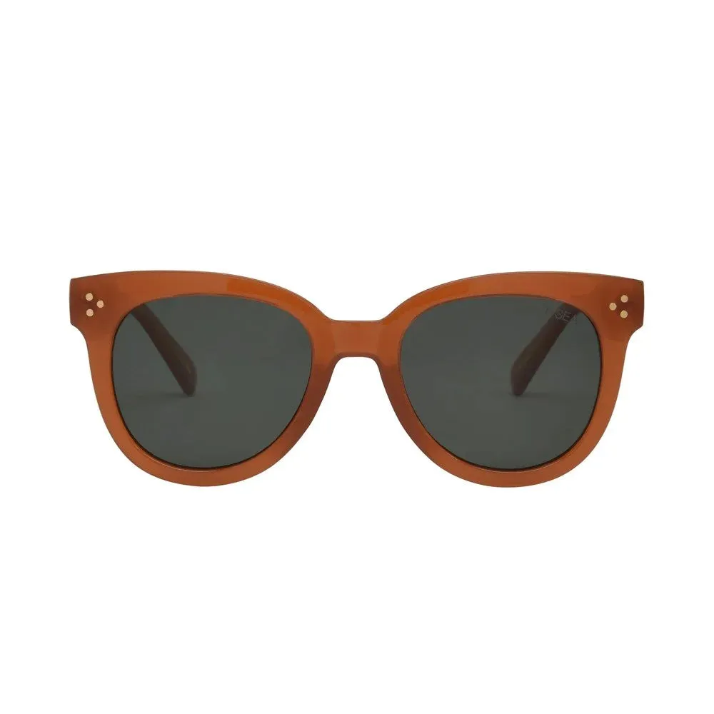 Cleo Sunglasses | Maple + Green Polarized sold by Belletique