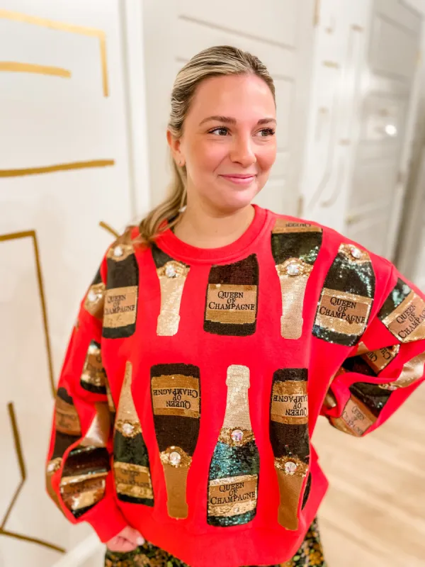 Red Champagne Bottle Sweatshirt sold by Belletique