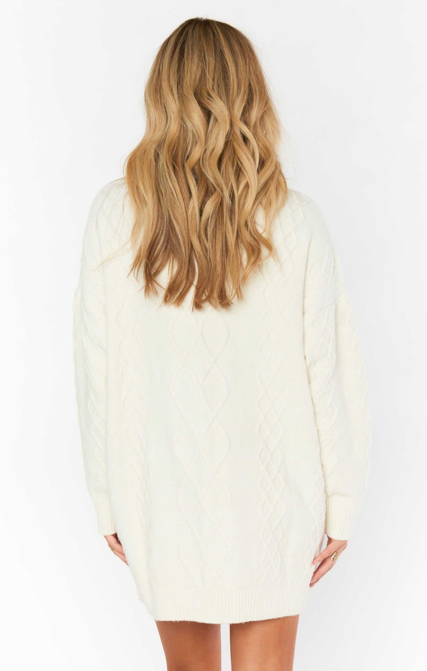 Canyon Tunic Sweater | Cream Fuzzy Knit sold by Belletique product image thumbnail 3