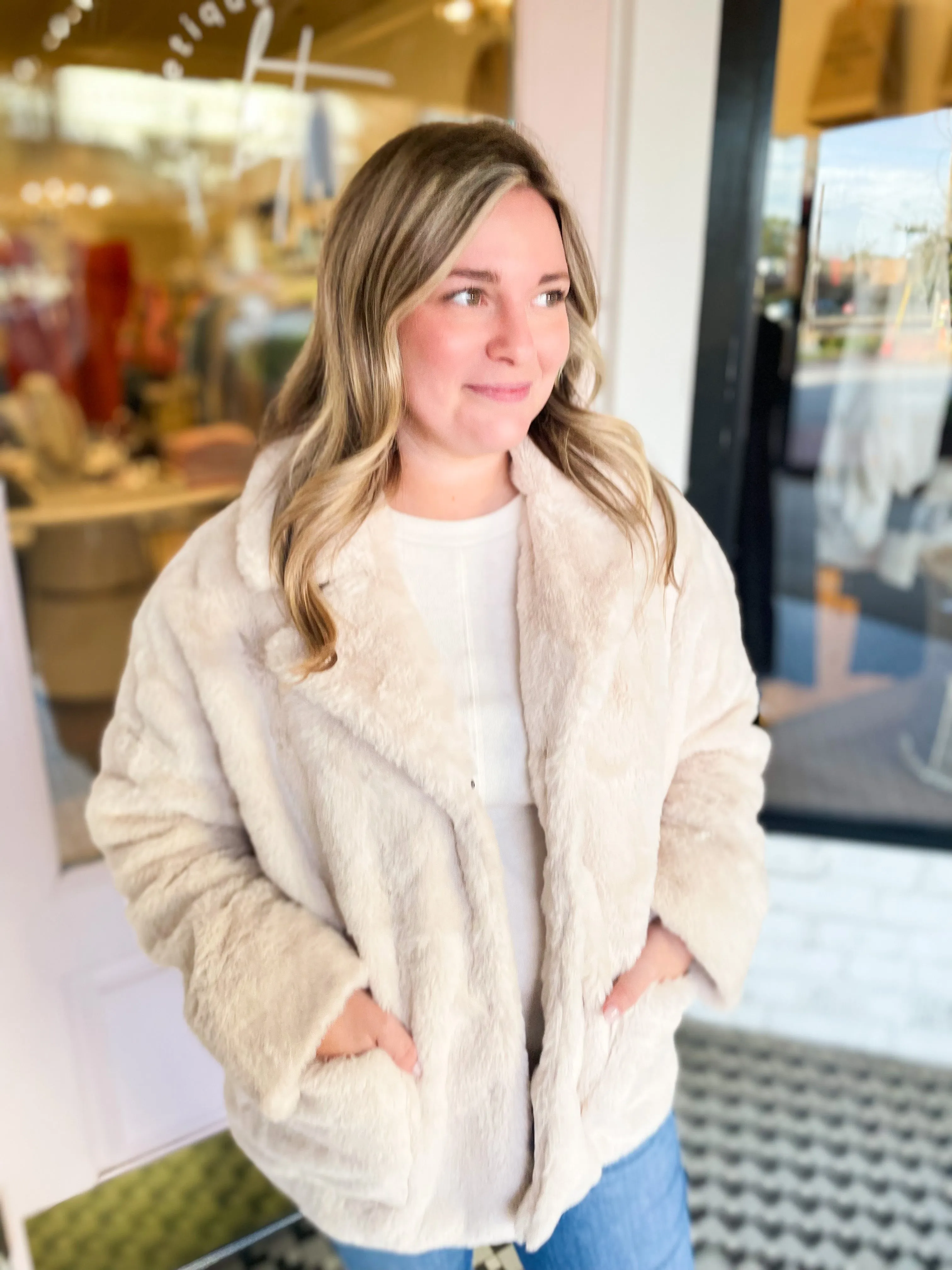 Faux Fur Ivory Jacket sold by Belletique product image thumbnail 2