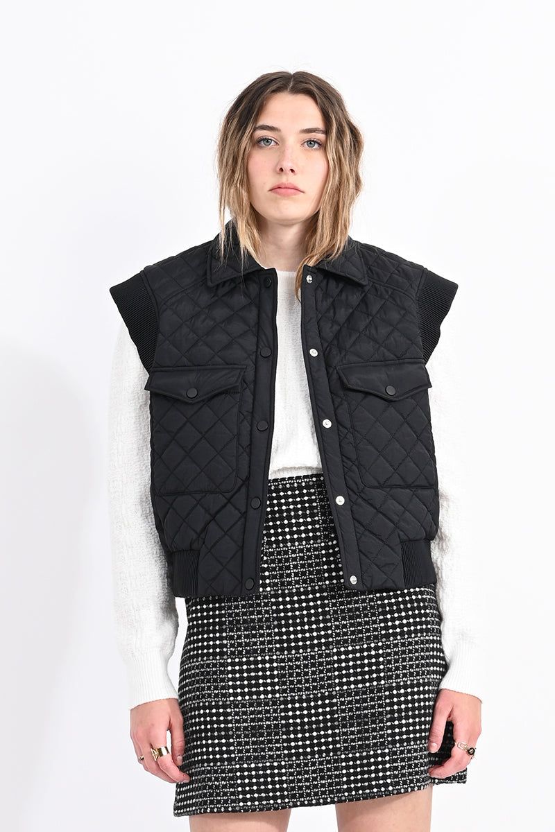 Padded Jacket Vest | Black sold by Belletique