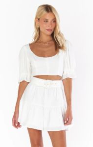 Fiona Skirt | White Linen sold by Belletique
