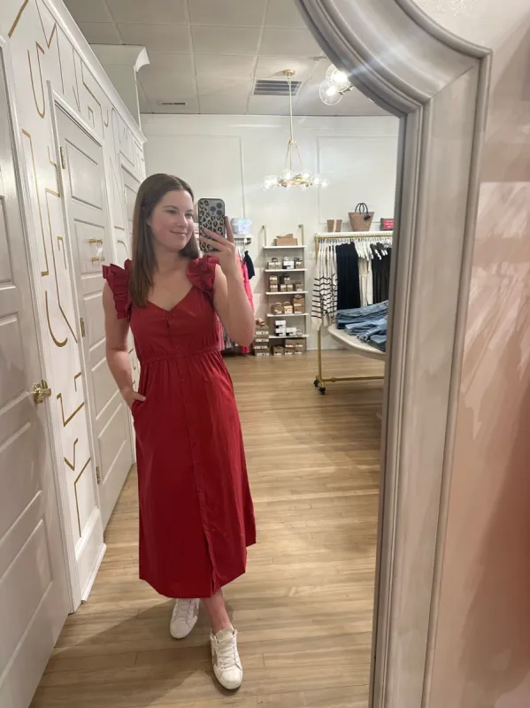 Eleanor Midi Dress | Jester Red sold by Belletique