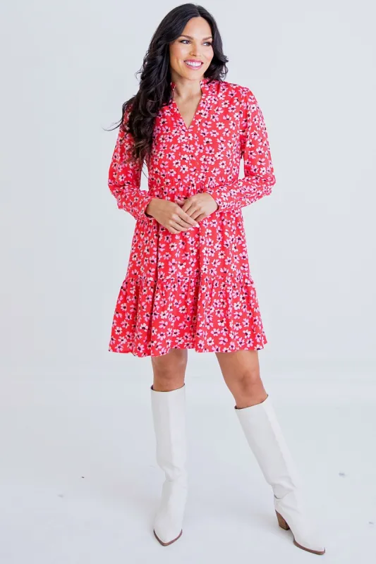 Floral V-Neck Tier Dress sold by Belletique