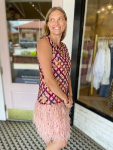 Light Pink Diamond Feather Dress sold by Belletique