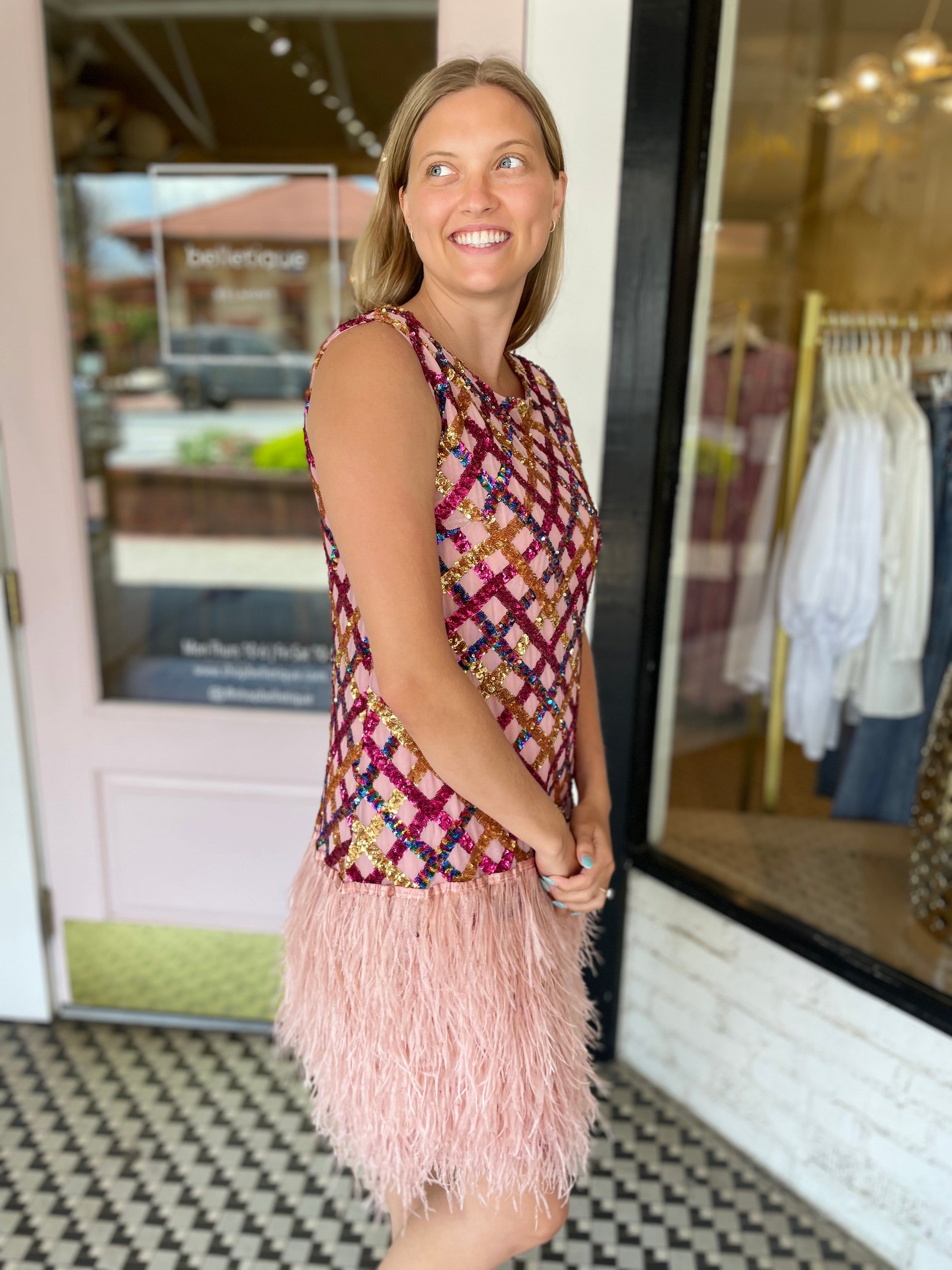 Light Pink Diamond Feather Dress sold by Belletique product image thumbnail 2