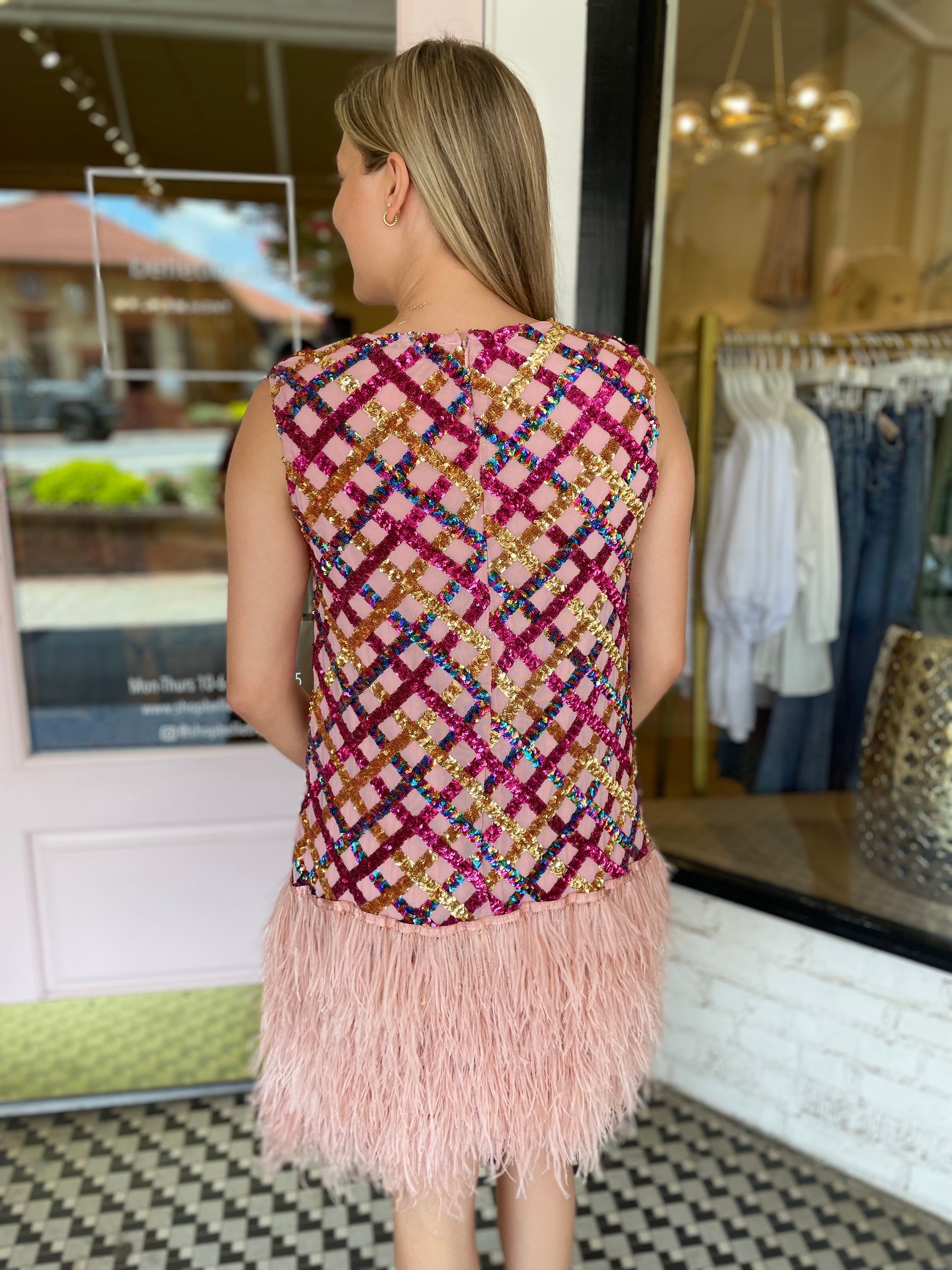 Light Pink Diamond Feather Dress sold by Belletique product image thumbnail 3