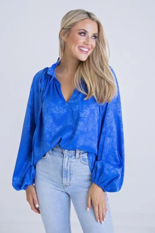 Solid Satin Long Sleeve Top sold by Belletique