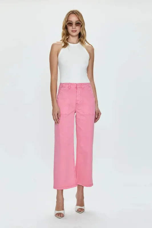 Sophia Wide Leg Trouser | Peony Pink sold by Belletique