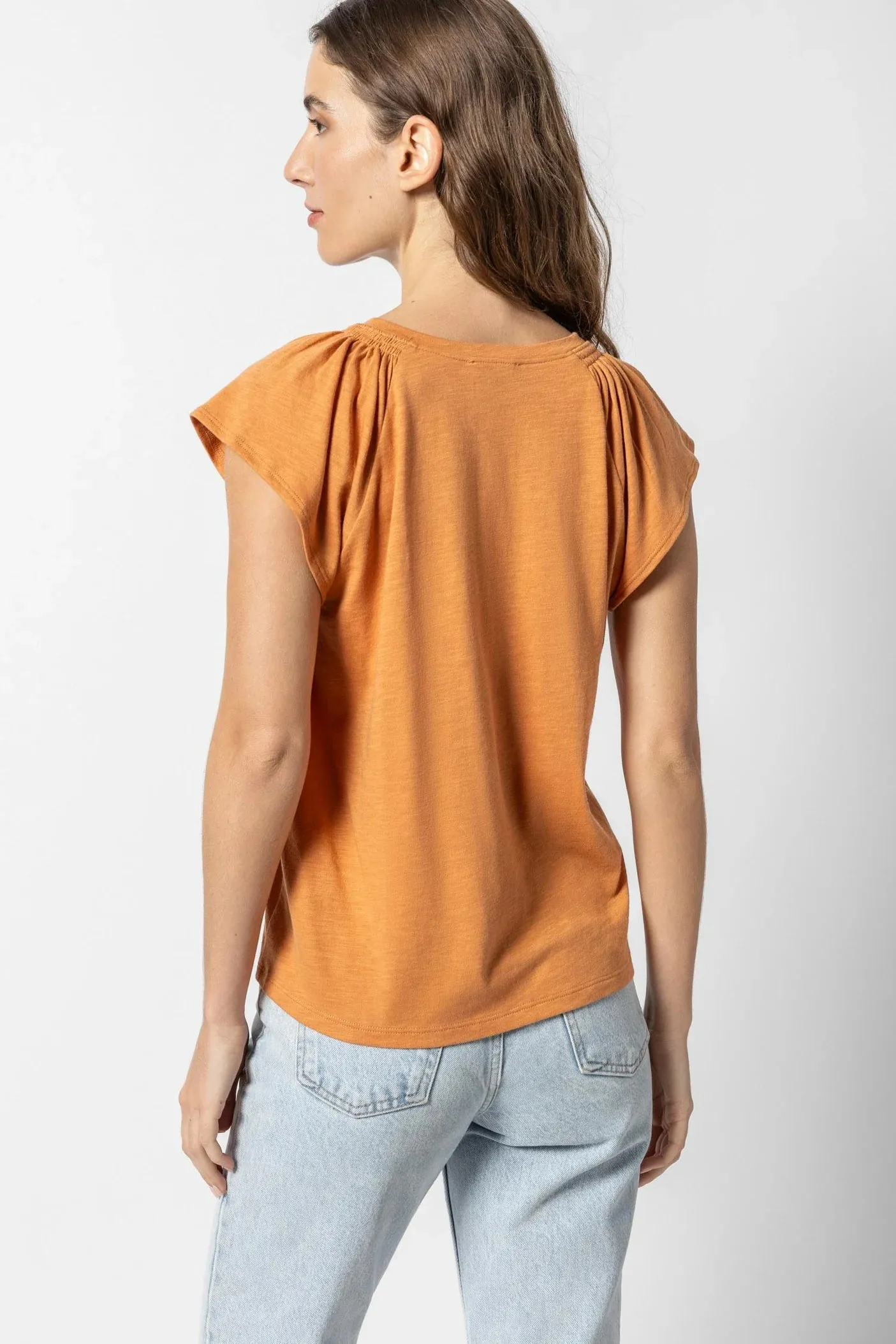 Shirred Shoulder V-Neck | Honey sold by Belletique product image thumbnail 3