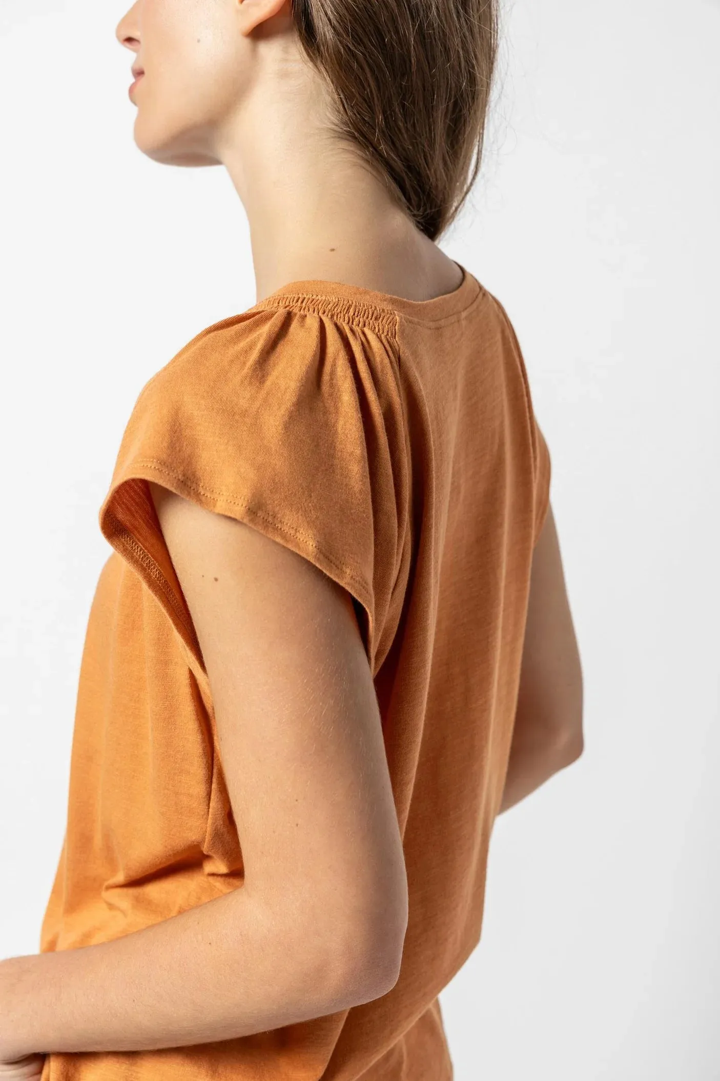 Shirred Shoulder V-Neck | Honey sold by Belletique product image thumbnail 2