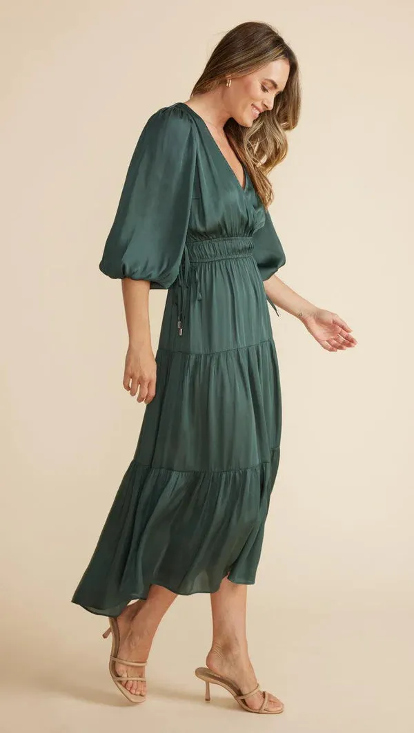 Anya Wrap Front Midi Dress | Emerald sold by Belletique product image thumbnail 2