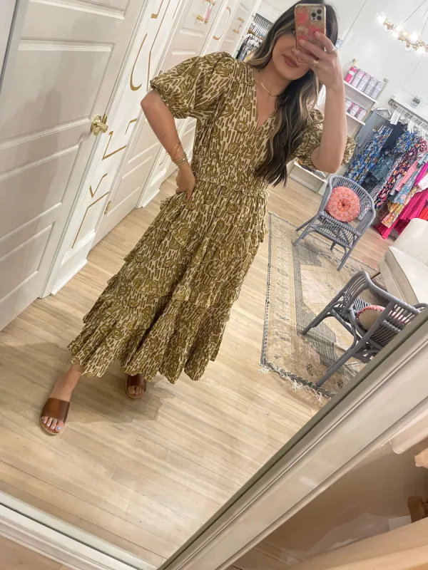 Mallory Midi Dress | Gold sold by Belletique