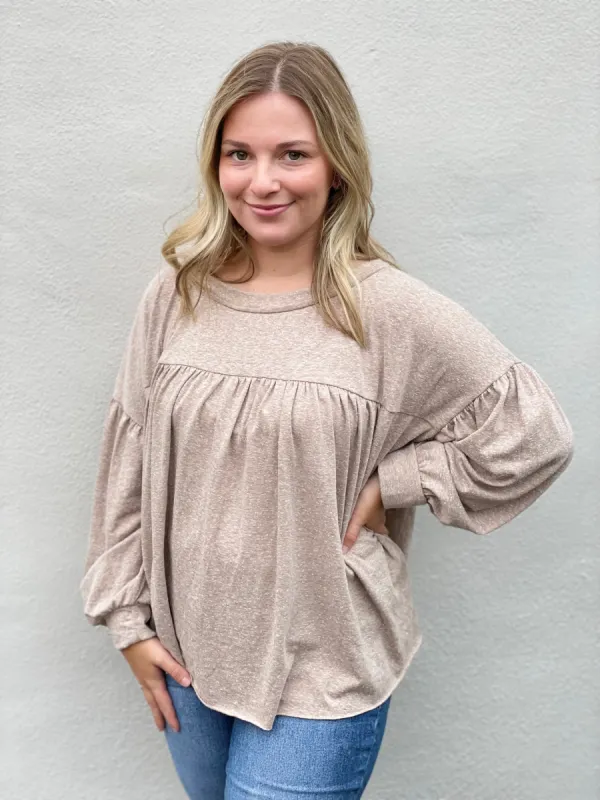 Meghan Top | Taupe sold by Belletique