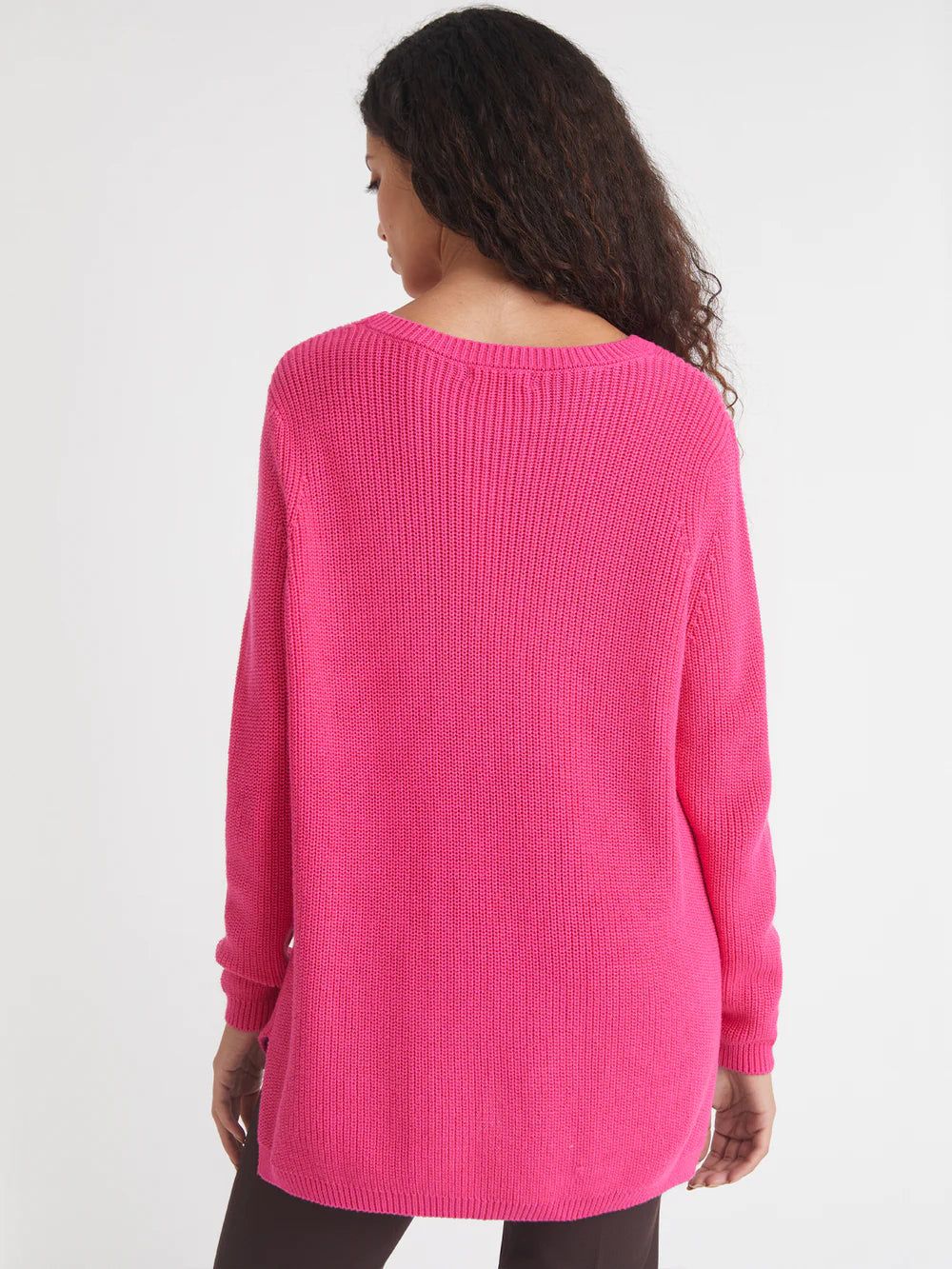 Emma Crewneck Shaker Stitch Sweater | Fuschia sold by Belletique product image thumbnail 4