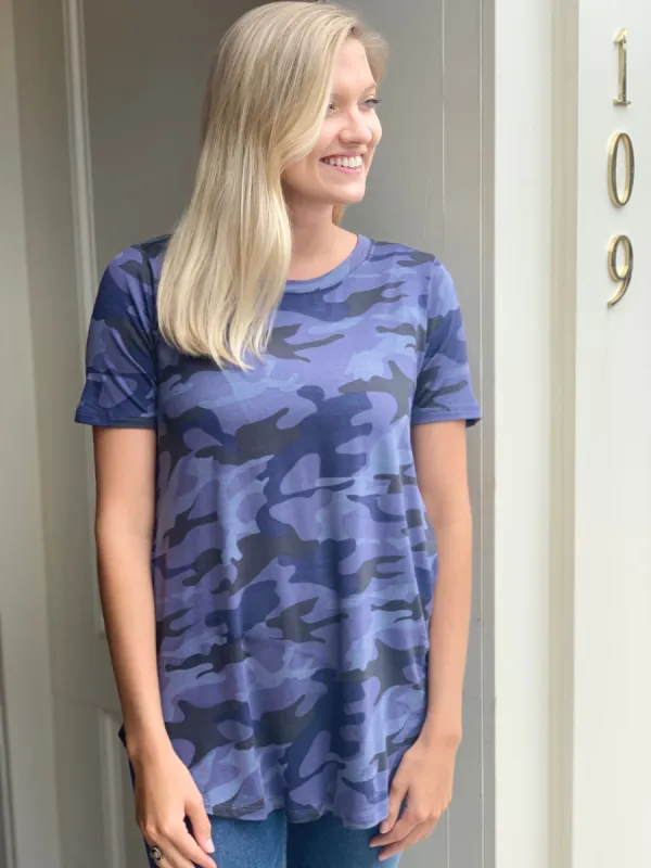 Camo Tee | Navy sold by Belletique