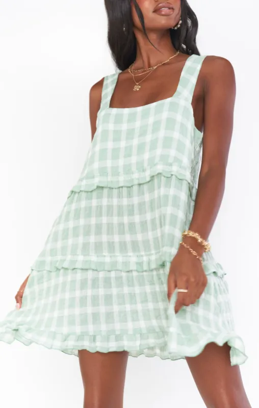 Napa Mini Dress | Green Plaid sold by Belletique