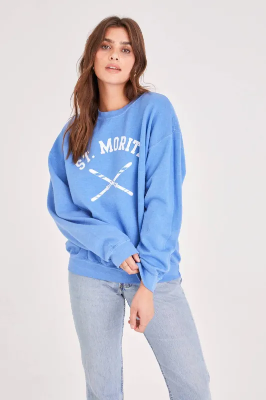 St Moritz Sweatshirt | Yacht Blue sold by Belletique