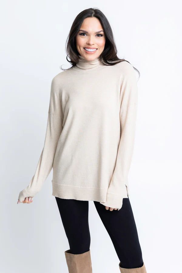 Oatmeal Turtleneck Sweater sold by Belletique