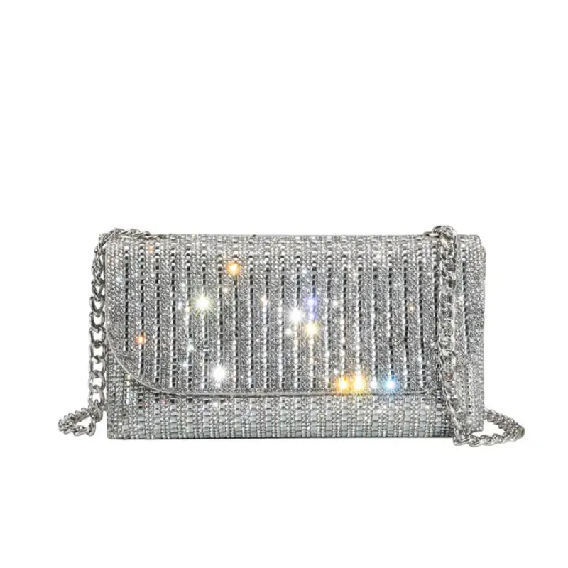 Kiki Silver Small Crossbody Rhinestone Bag made by Melie Bianco