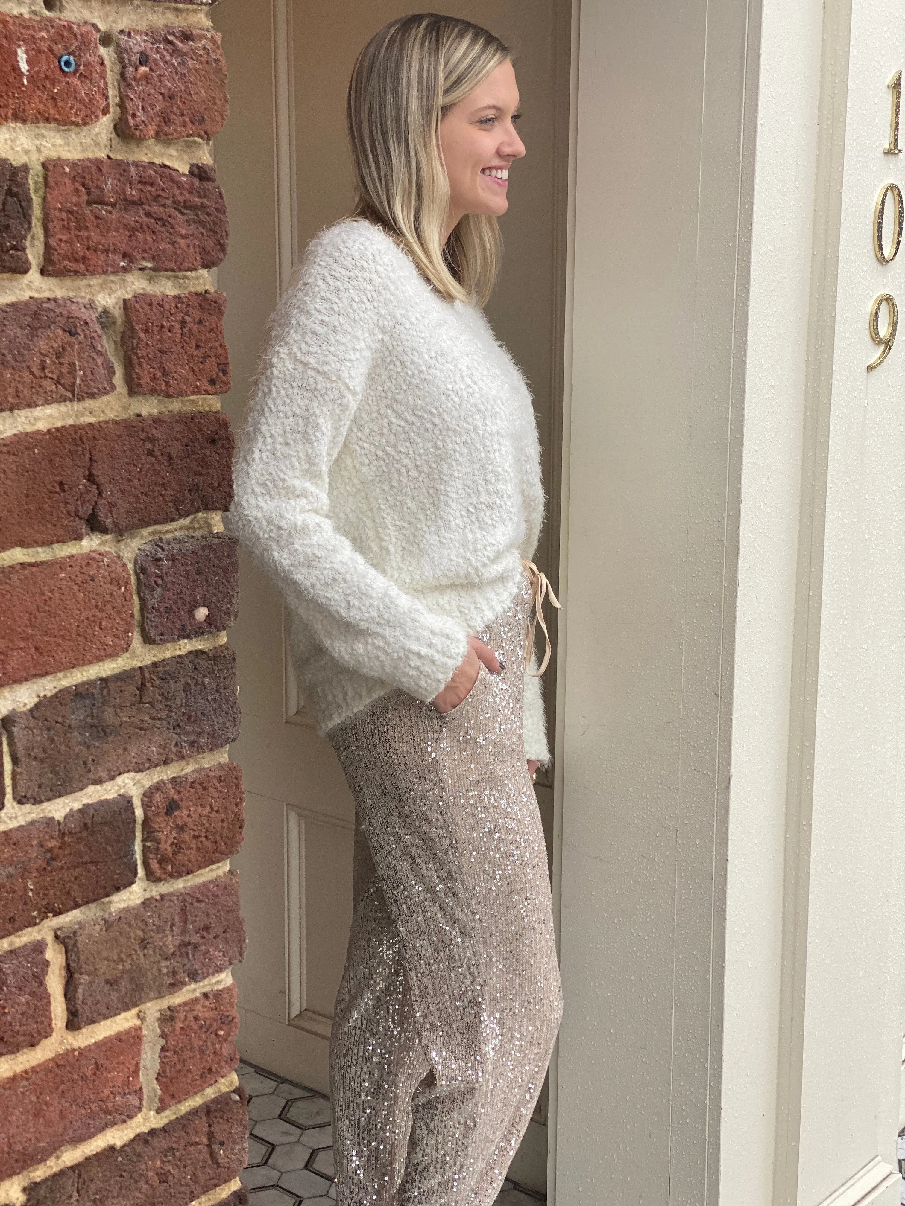 Sequin Banded Jogger Pant sold by Belletique product image thumbnail 2