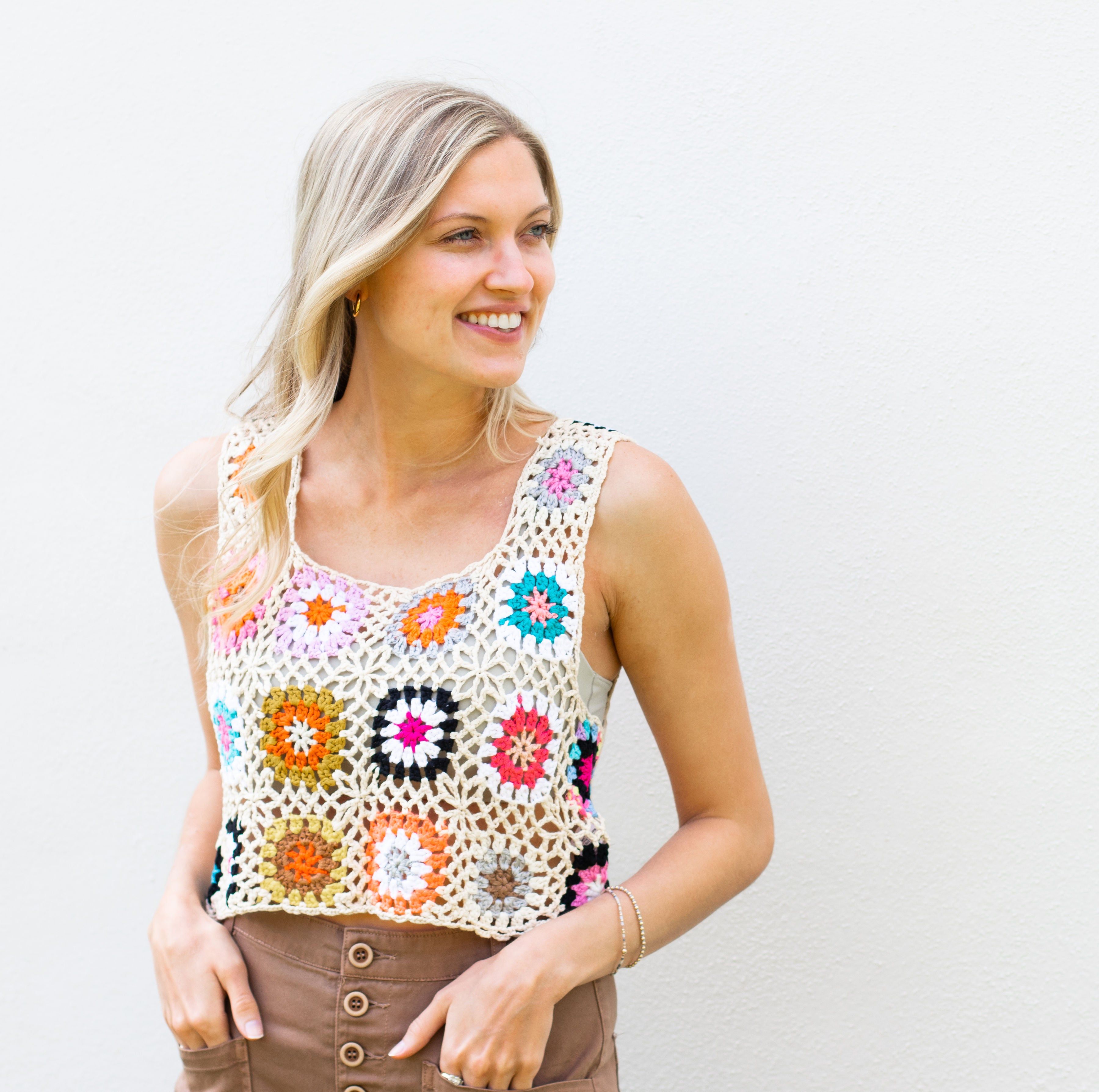 Crochet Tank sold by Belletique