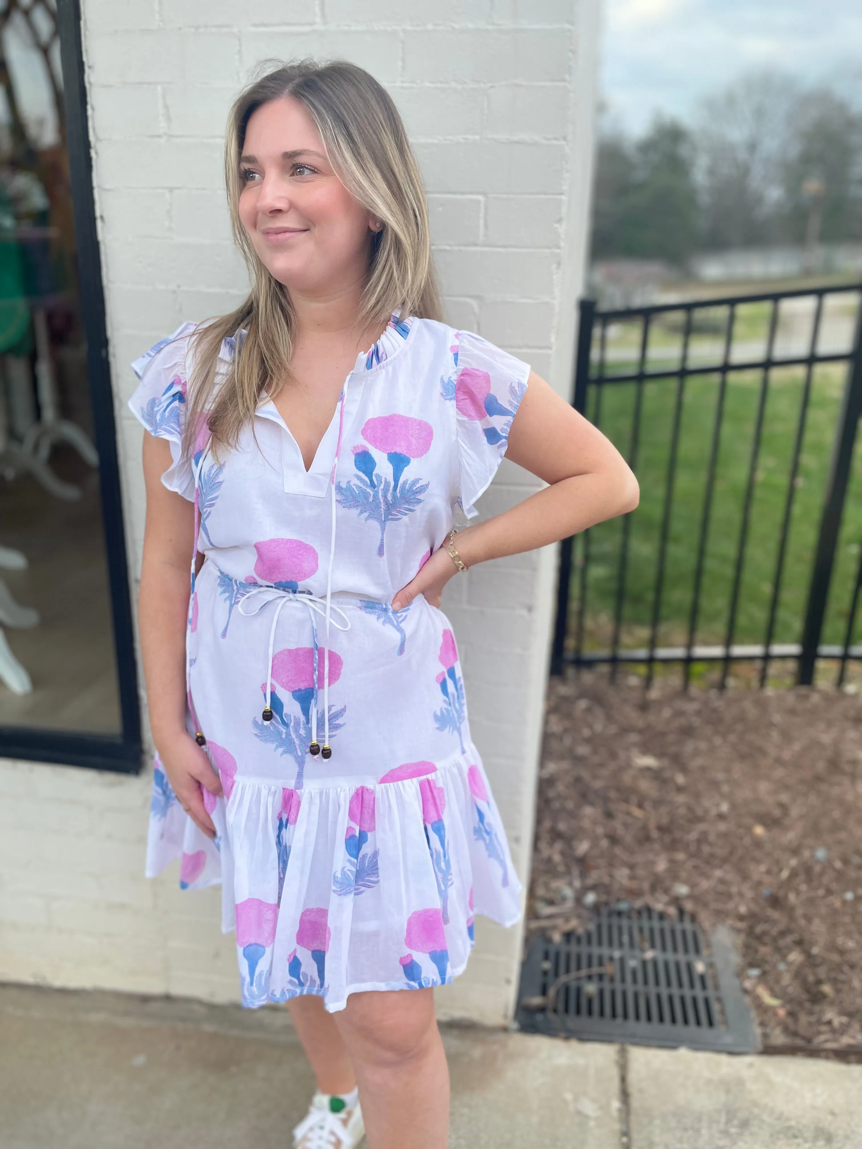 Cinched Flirty Dress | Pink Bloom sold by Belletique product image thumbnail 2