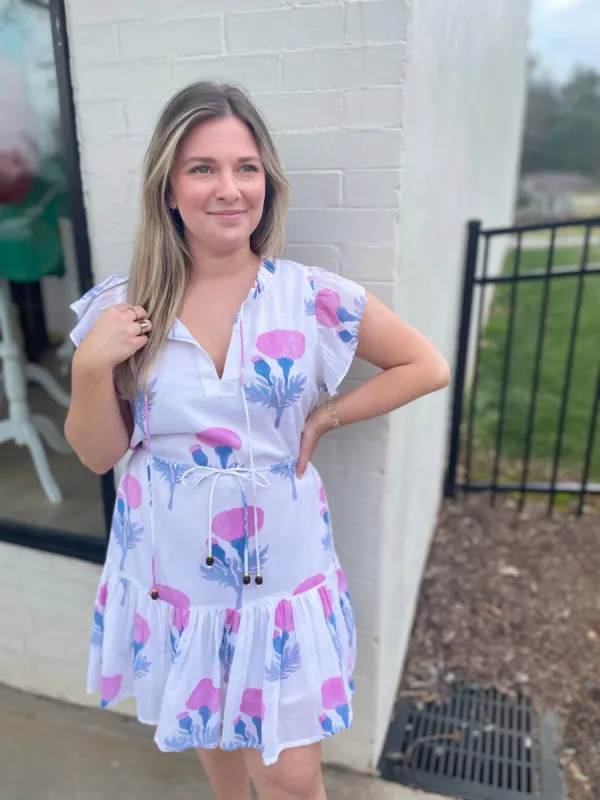 Cinched Flirty Dress | Pink Bloom sold by Belletique