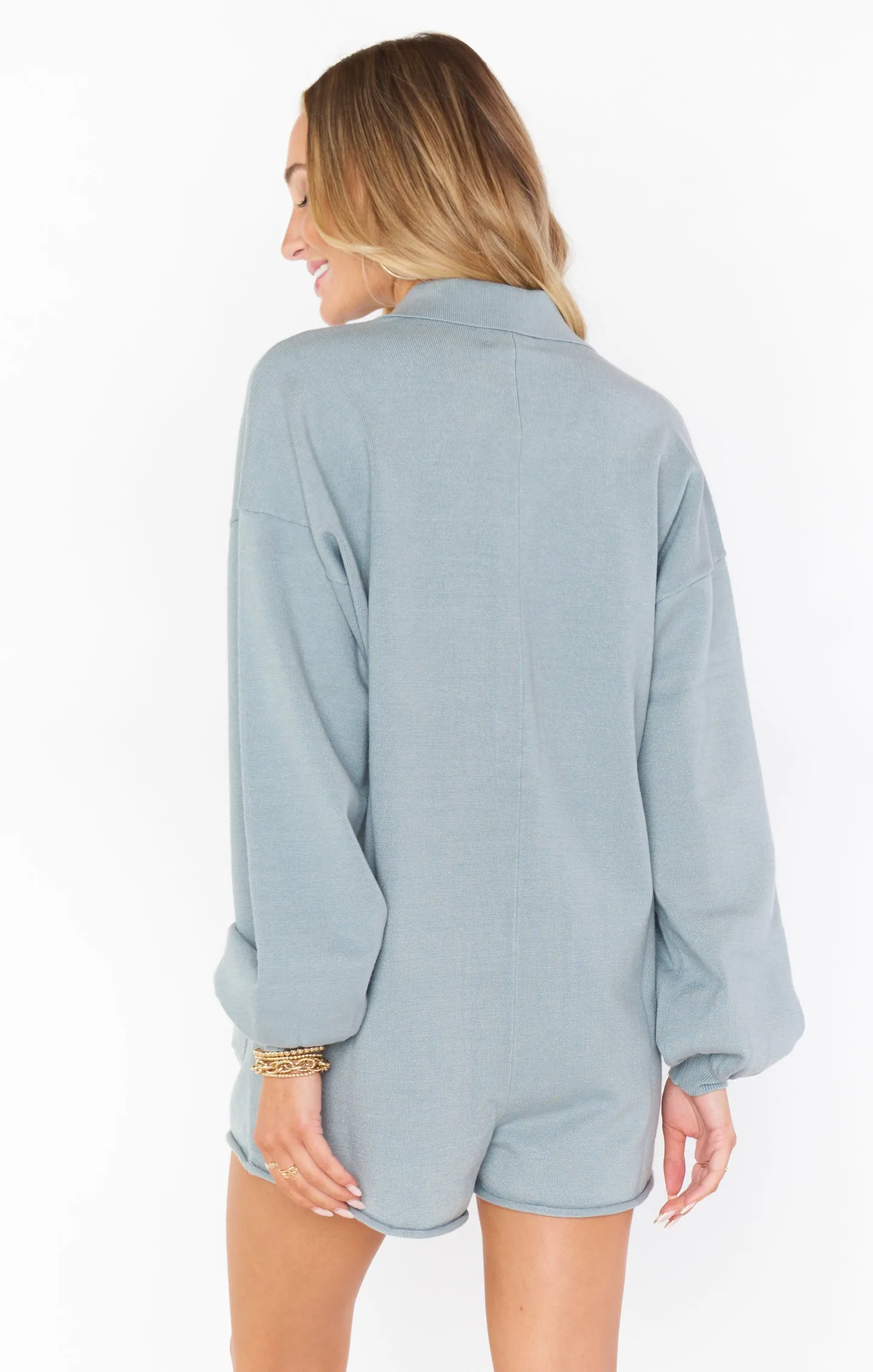 Gianni Romper | Sagey Green Knit sold by Belletique product image thumbnail 3